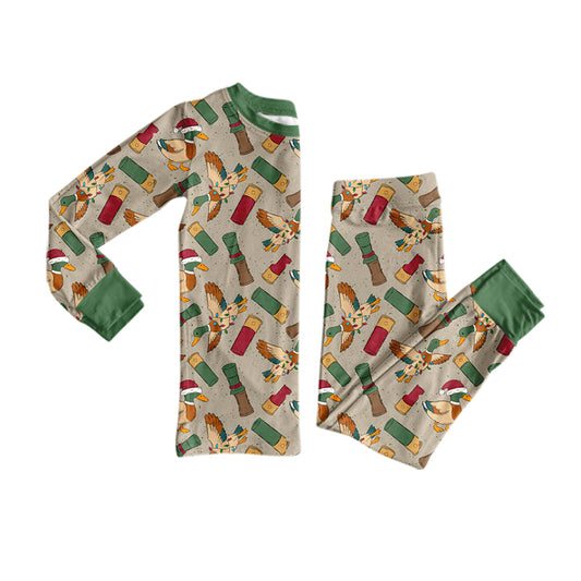 preorder BLP1523 Christmas Duck Call Long Sleeve Pants Boys Pajamas