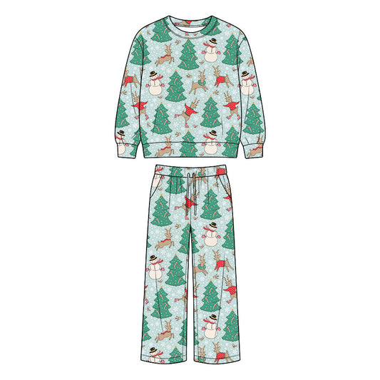 preorder BLP1524 Christmas Tree Deer Long Sleeve Pants Boys Set