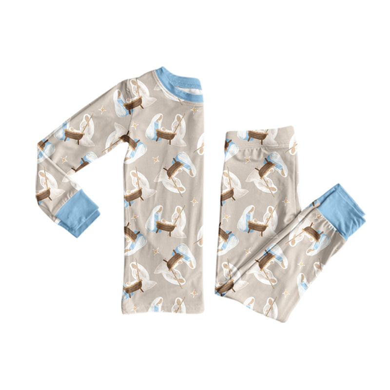 preorder BLP1535 The Nativity Story Blue Long Sleeve Pants Boys Pajamas
