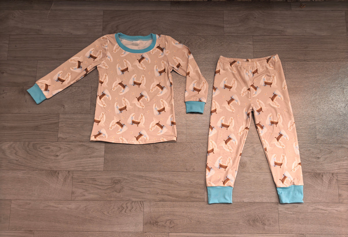preorder Samples BLP1535 The Nativity Story Blue Long Sleeve Pants Boys Pajamas
