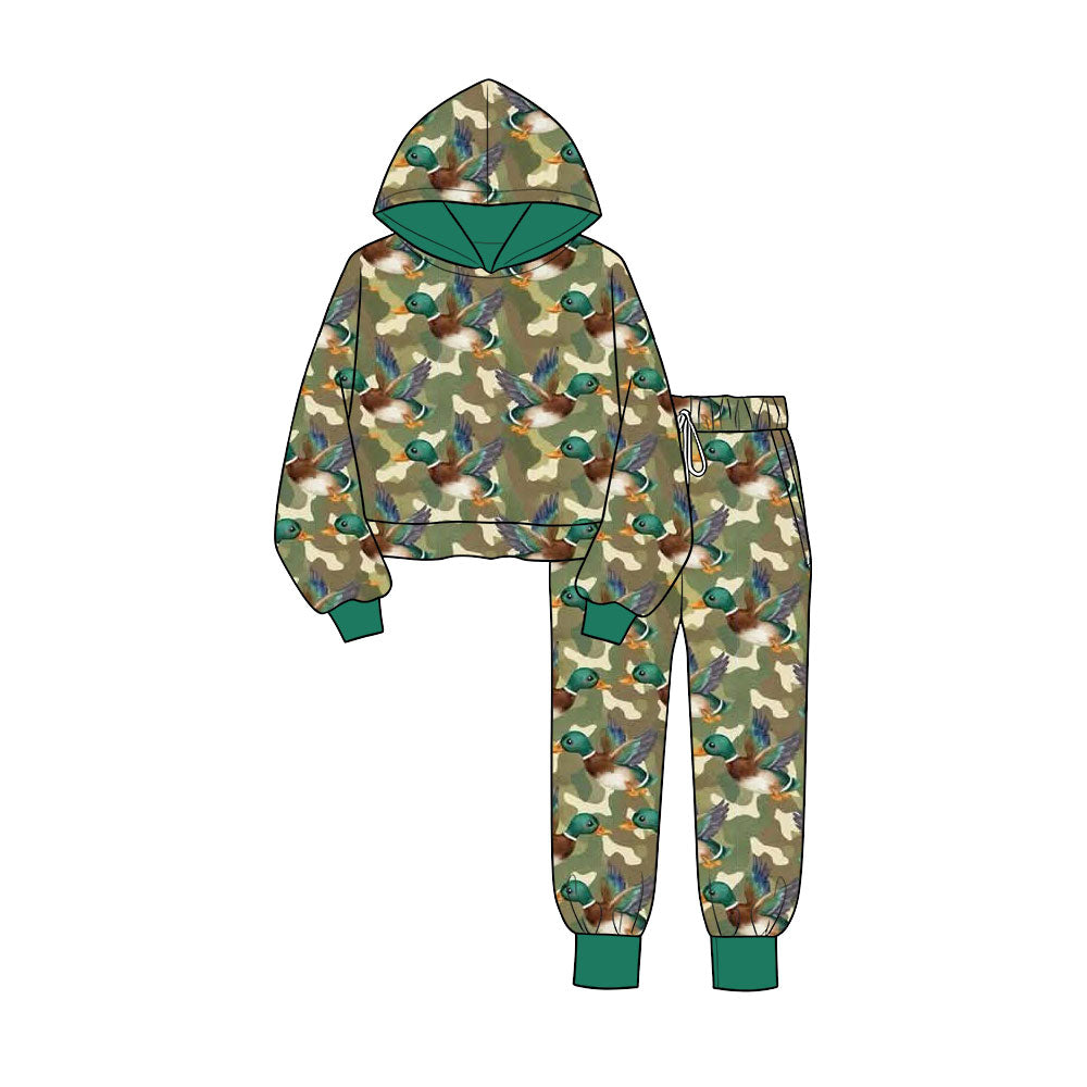 preorder BLP1543 Mallard Duck Camo Hoodie long Sleeve Pants Boys Set