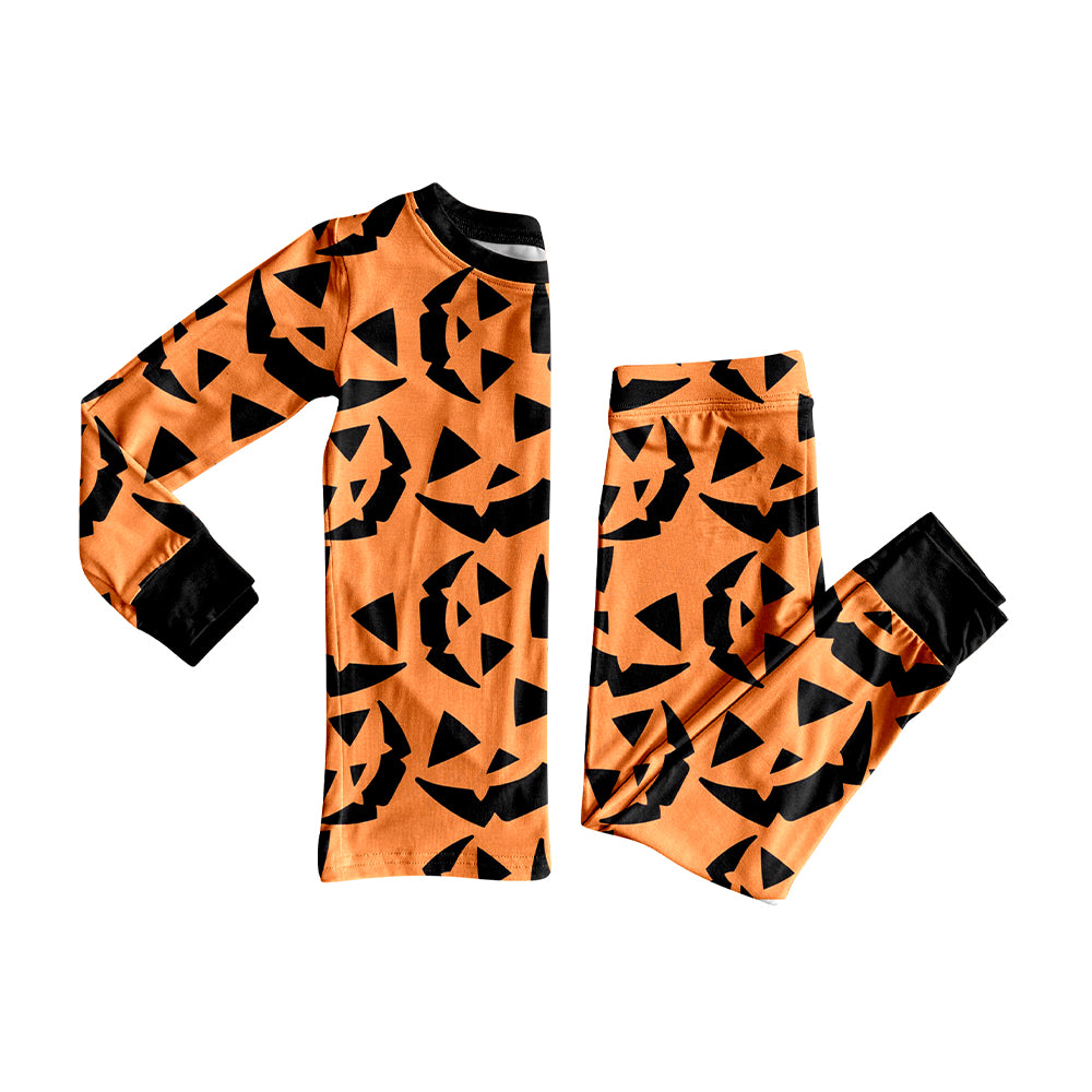 preorder BLP1549 Halloween Smile Pumpkin Long Sleeve Pants Boys Pajamas