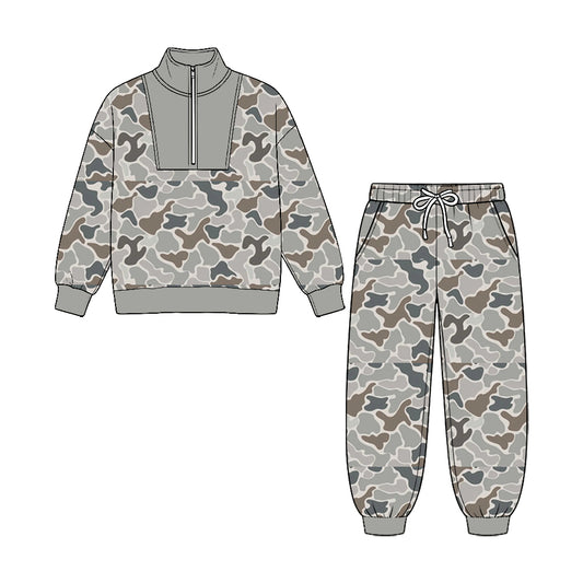 preorder BLP1577 Camo Zipper Long Sleeve Pants Boys Set