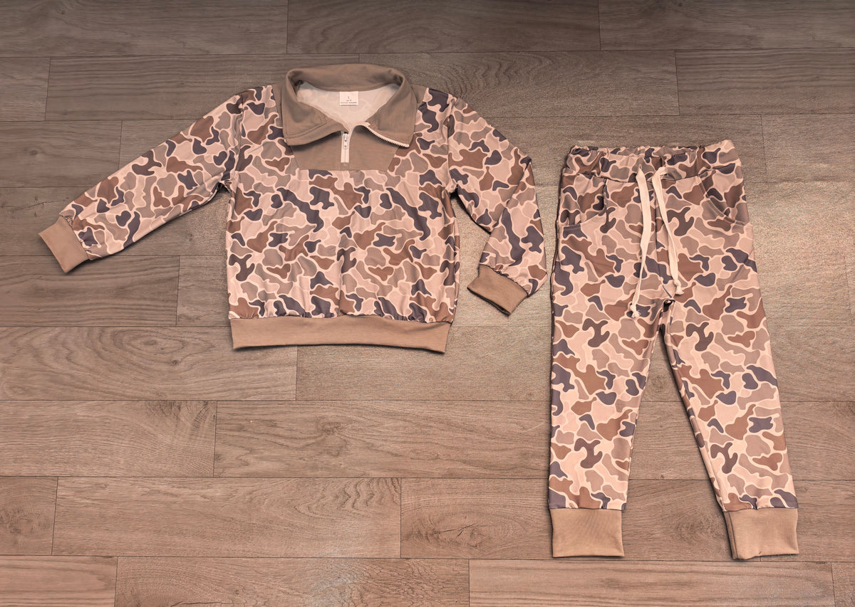 preorder Samples BLP1577 Camo Zipper Long Sleeve Pants Boys Set