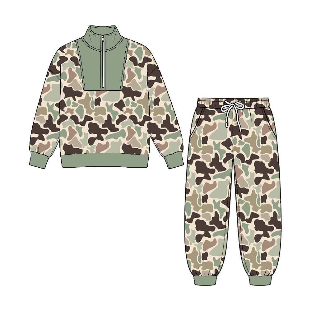 preorder BLP1578 Camo Zipper Long Sleeve Pants Boys Set