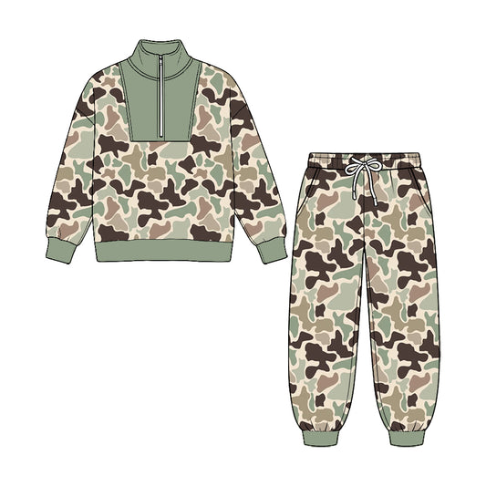preorder BLP1578 Camo Zipper Long Sleeve Pants Boys Set
