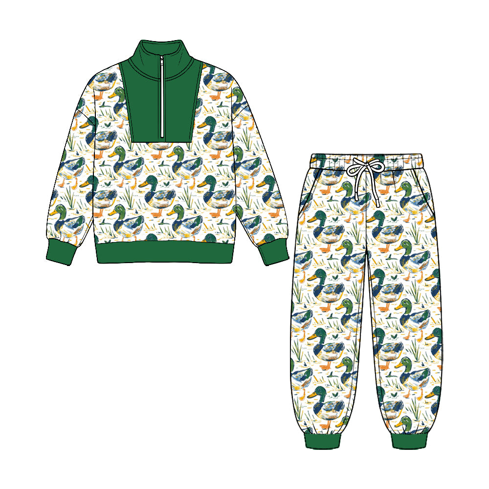 preorder BLP1581 Hunting Mallard Duck Zipper Long Sleeve Pants Boys Set