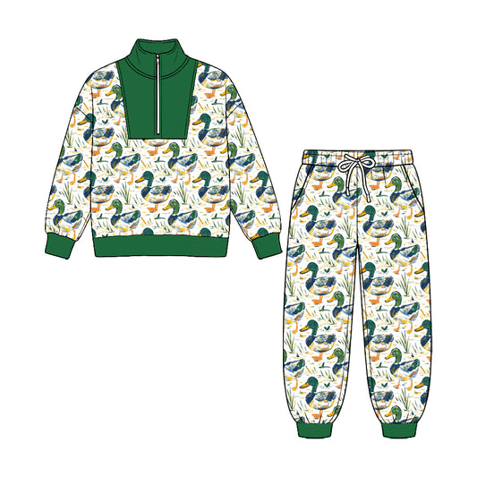 preorder BLP1581 Hunting Mallard Duck Zipper Long Sleeve Pants Boys Set