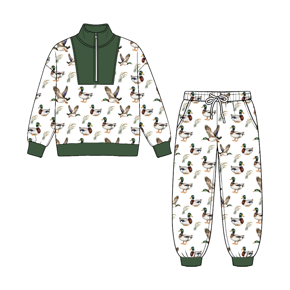 preorder BLP1582 Hunting Mallard Duck Zipper Long Sleeve Pants Boys Set
