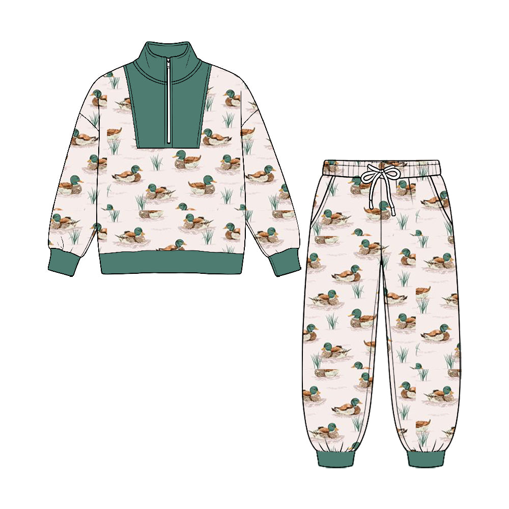 preorder BLP1583 Hunting Mallard Duck Zipper Long Sleeve Pants Boys Set