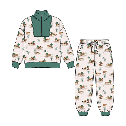 preorder BLP1583 Hunting Mallard Duck Zipper Long Sleeve Pants Boys Set