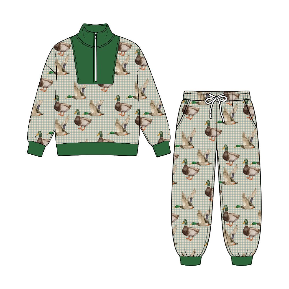 preorder BLP1586 Hunting Mallard Duck Zipper Long Sleeve Pants Boys Set