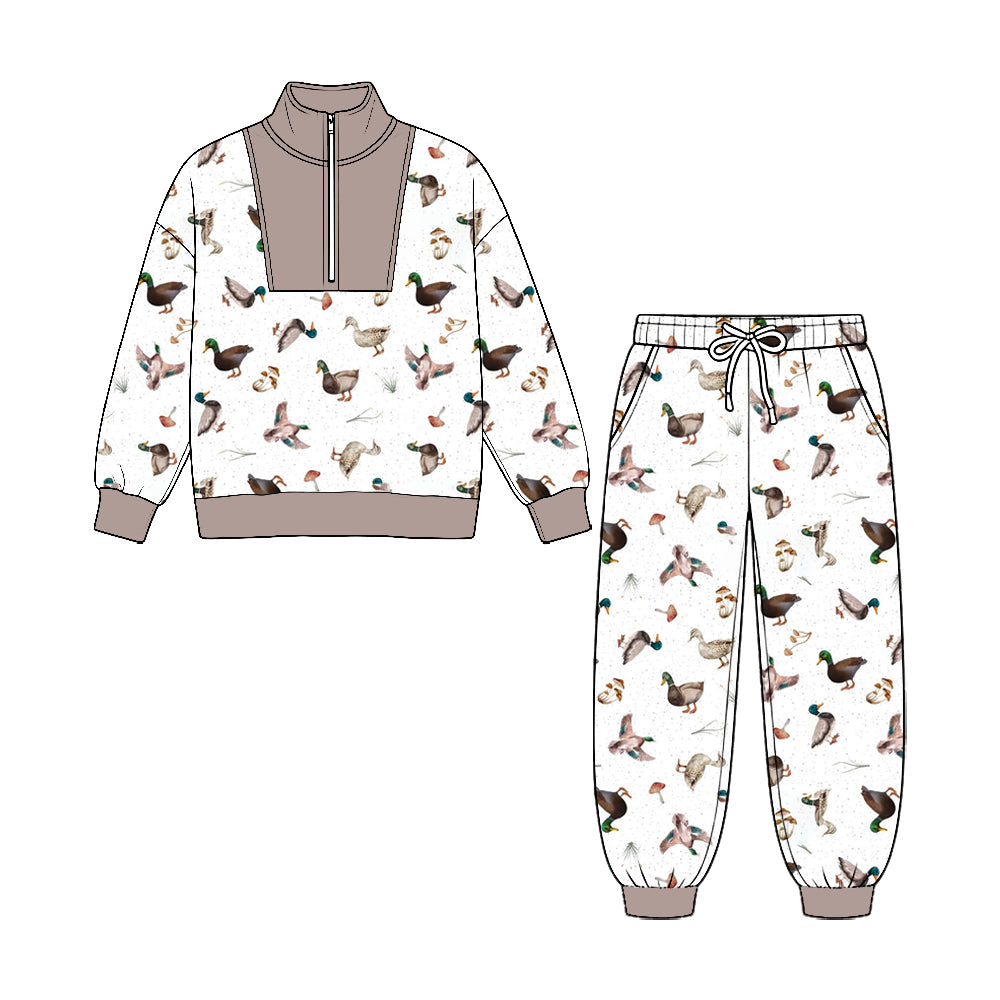 preorder BLP1587 Hunting Mallard Duck Zipper Long Sleeve Pants Boys Set