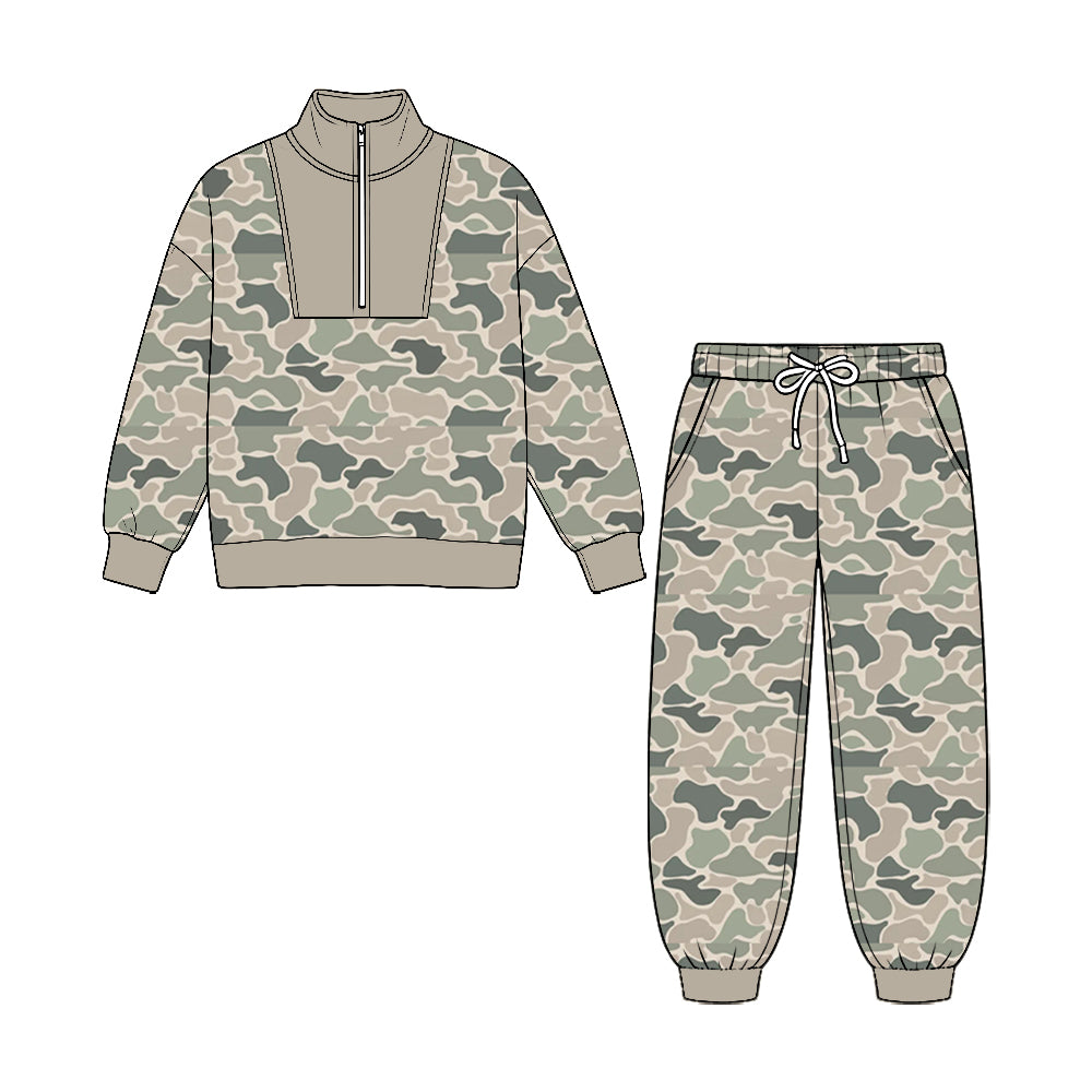 preorder BLP1588 Camo Zipper Long Sleeve Pants Boys Set