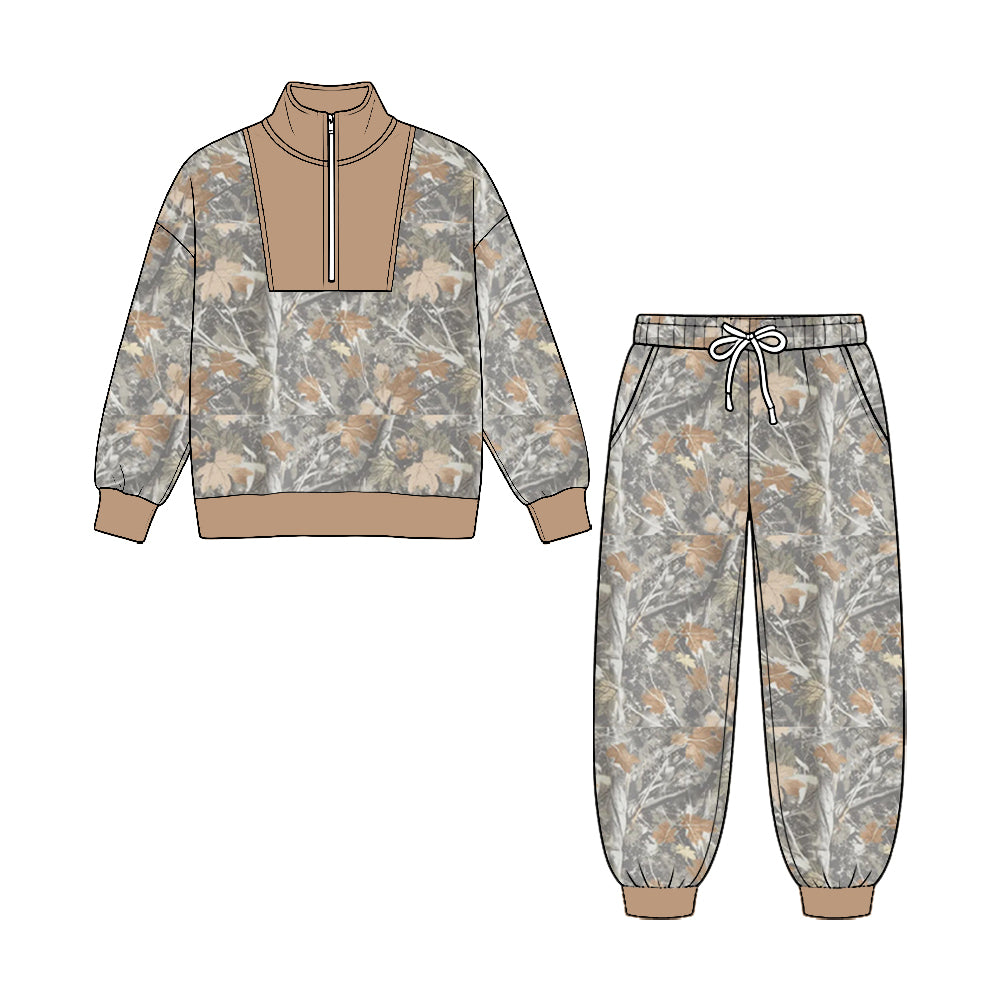 preorder BLP1589 Camo Zipper Long Sleeve Pants Boys Set