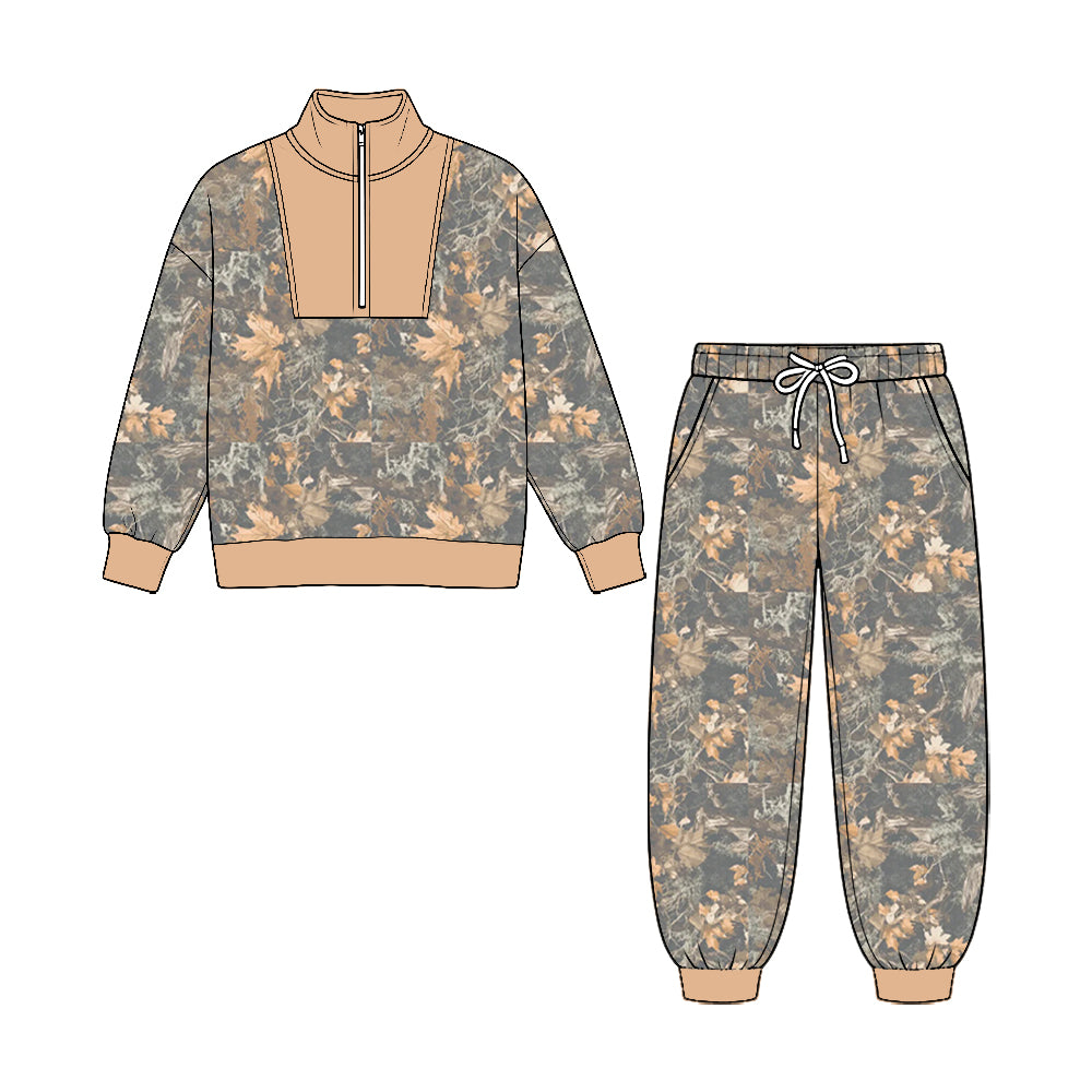 preorder BLP1590 Camo Zipper Long Sleeve Pants Boys Set