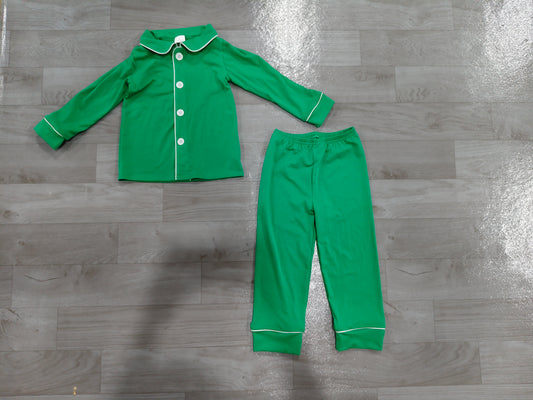 preorder Samples BLP1594 Christmas Green Long Sleeve Pants Boys Pajamas