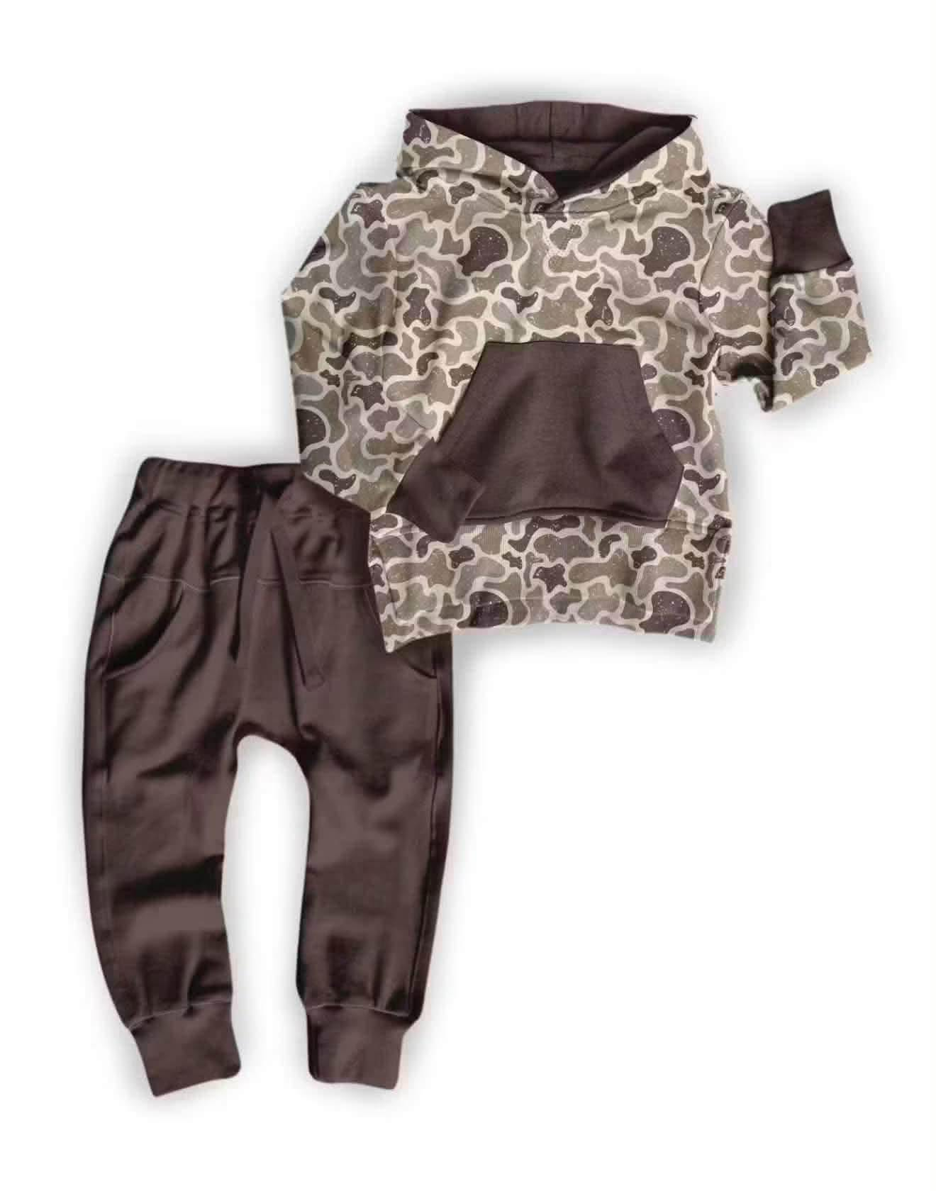 preorder BLP1598 Camo Pocket Hoodie Long Sleeve Pants Boys Set