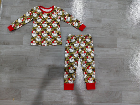 preorder Samples BLP1600 Christmas Camo Santa Long Sleeve Pants Boys Pajamas