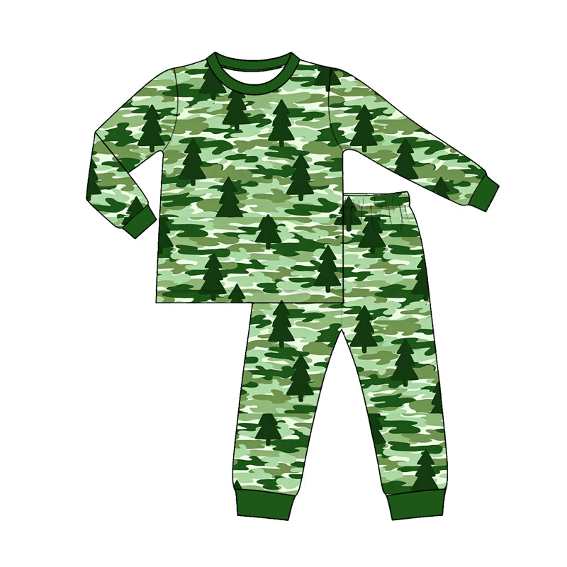 preorder BLP1601 Christmas Camo Tree Long Sleeve Pants Boys Pajamas