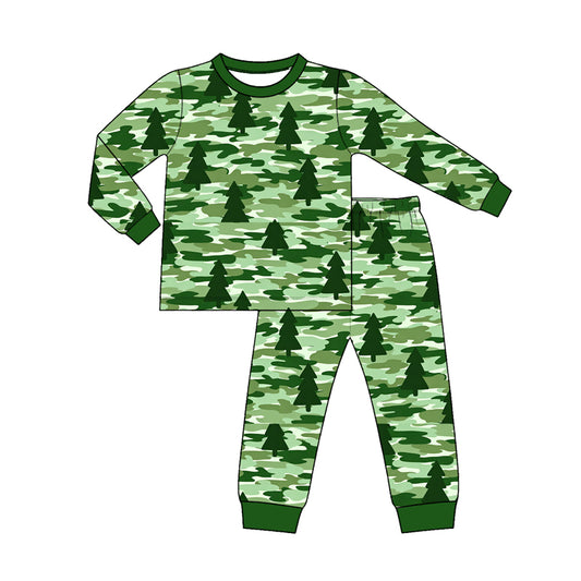 preorder BLP1601 Christmas Camo Tree Long Sleeve Pants Boys Pajamas