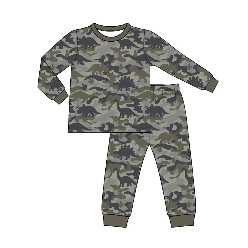 preorder BLP1604 Dinosaur Camo Long Sleeve Pants Boys Pajamas