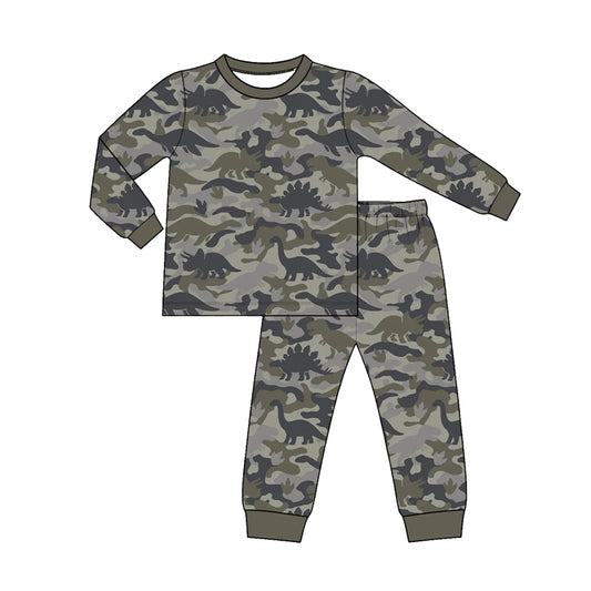 preorder BLP1604 Dinosaur Camo Long Sleeve Pants Boys Pajamas