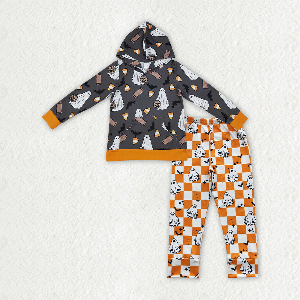 BLP1607 Halloween Spooky Bat Hoodie Long Sleeve Pants Boys Set
