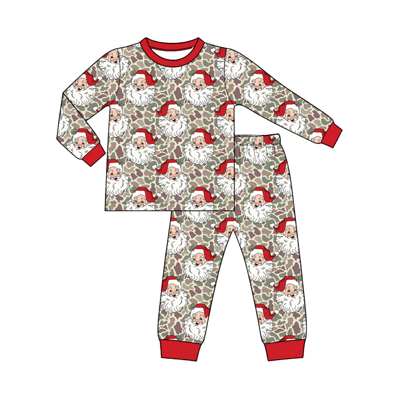 preorder BLP1613 Christmas Santa Camo Long Sleeve Pants Boys Pajamas