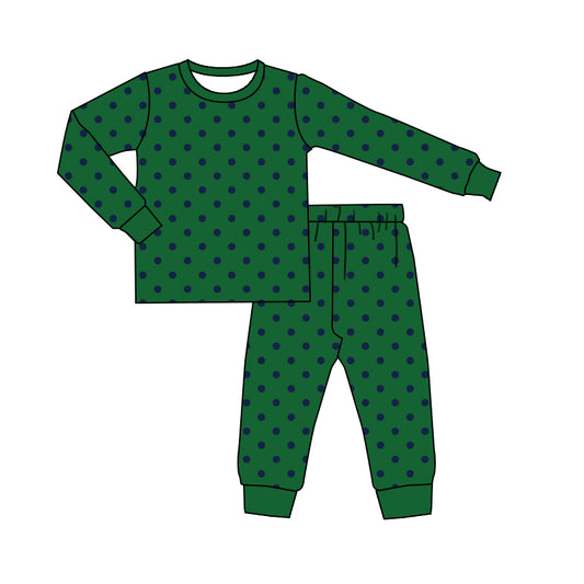 preorder BLP1616 Dot Green Long Sleeve Pants Boys Pajamas