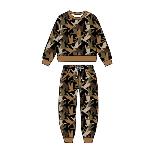 preorder BLP1627 Camo Mallard Duck Long Sleeve Pants Boys Set