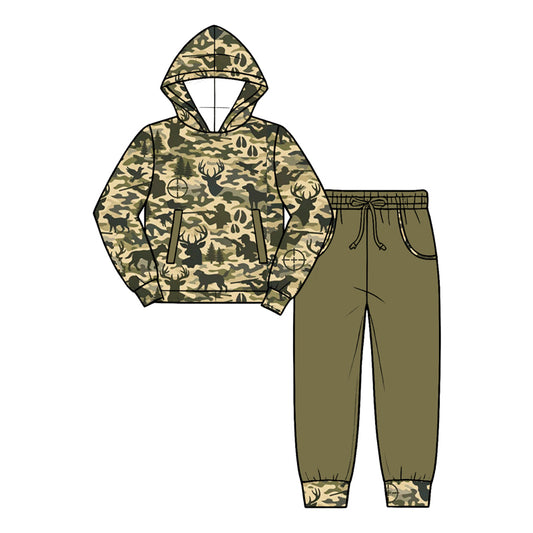 preorder BLP1628 Hunting Deer Camo Hoodie Long  Sleeve Pants Boys Set