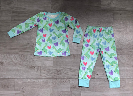 preorder Samples BLP1638 Valentine's Day Heart Dinosaur Long Sleeve Pants Boys Set
