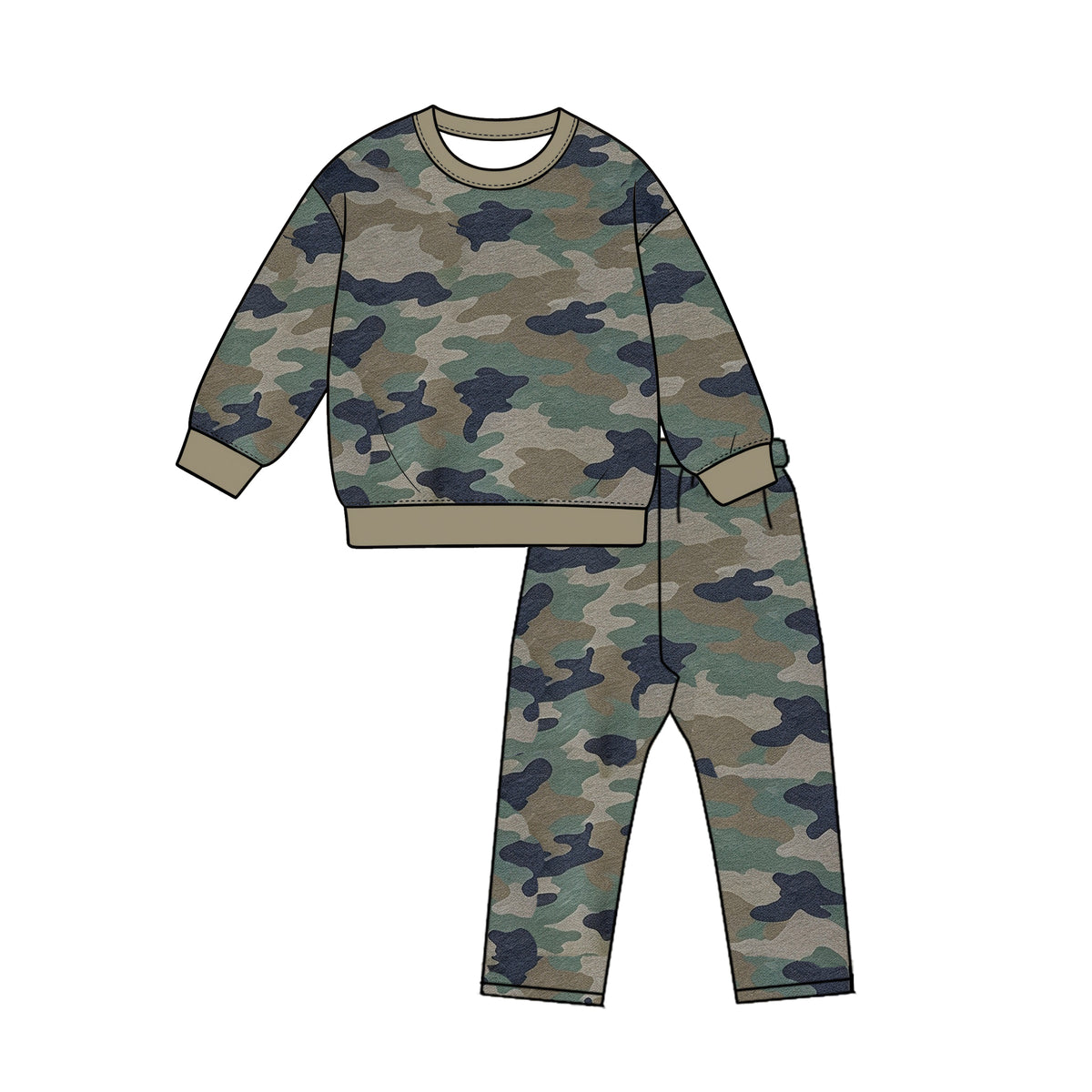 preorder BLP1643 Camo Long Sleeve Pants Boys Pajamas
