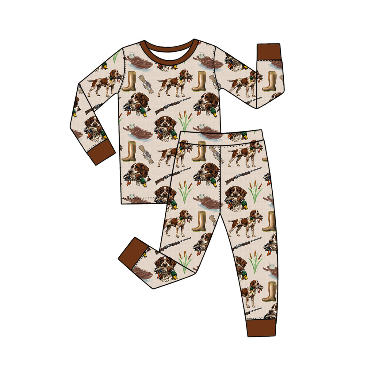 preorder BLP1650 Hunting Mallard Duck Dog Long Sleeve Pants Boys Pajamas