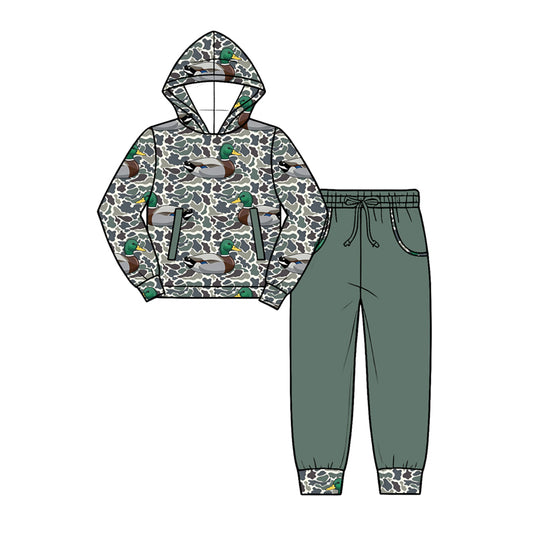 preorder BLP1656 Hunting Mallard Camo Zipper Hoodie Long Sleeve Pants Boys Set