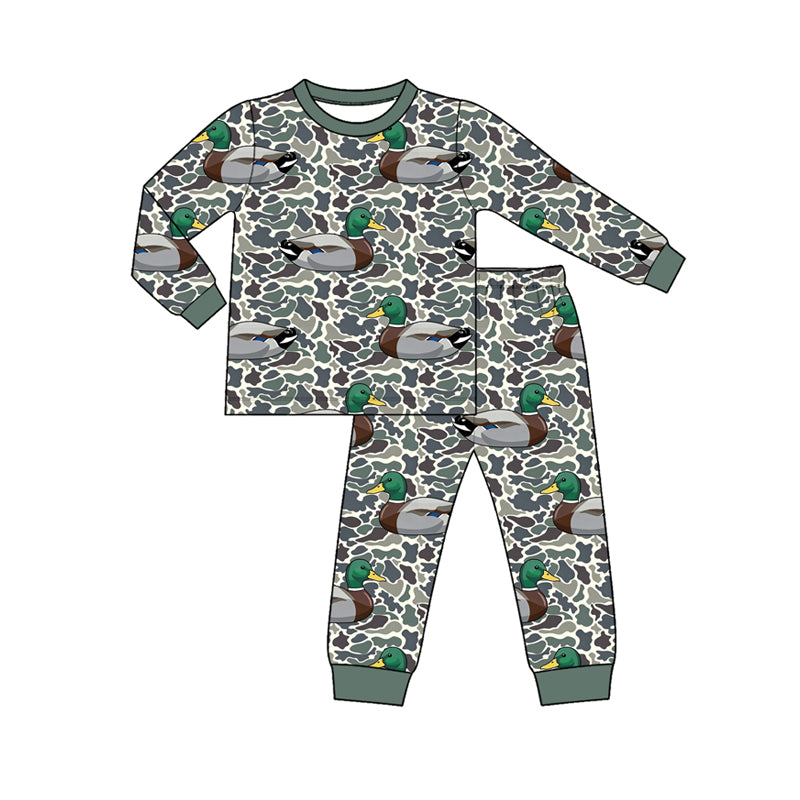preorder BLP1657 Hunting Mallard Camo Long Sleeve Pants Boys Pajamas