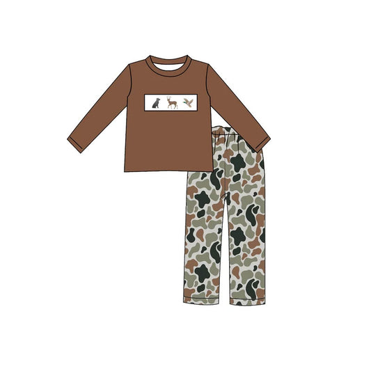 preorder BLP1659 Hunting Mallard Deer Dog Long Sleeve Camo Pants Boys Set