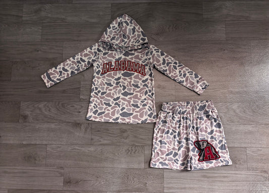 preorder Samples BLS0044 ALABAMA Team Camo Hoodie Long Sleeve Shorts Boys Set
