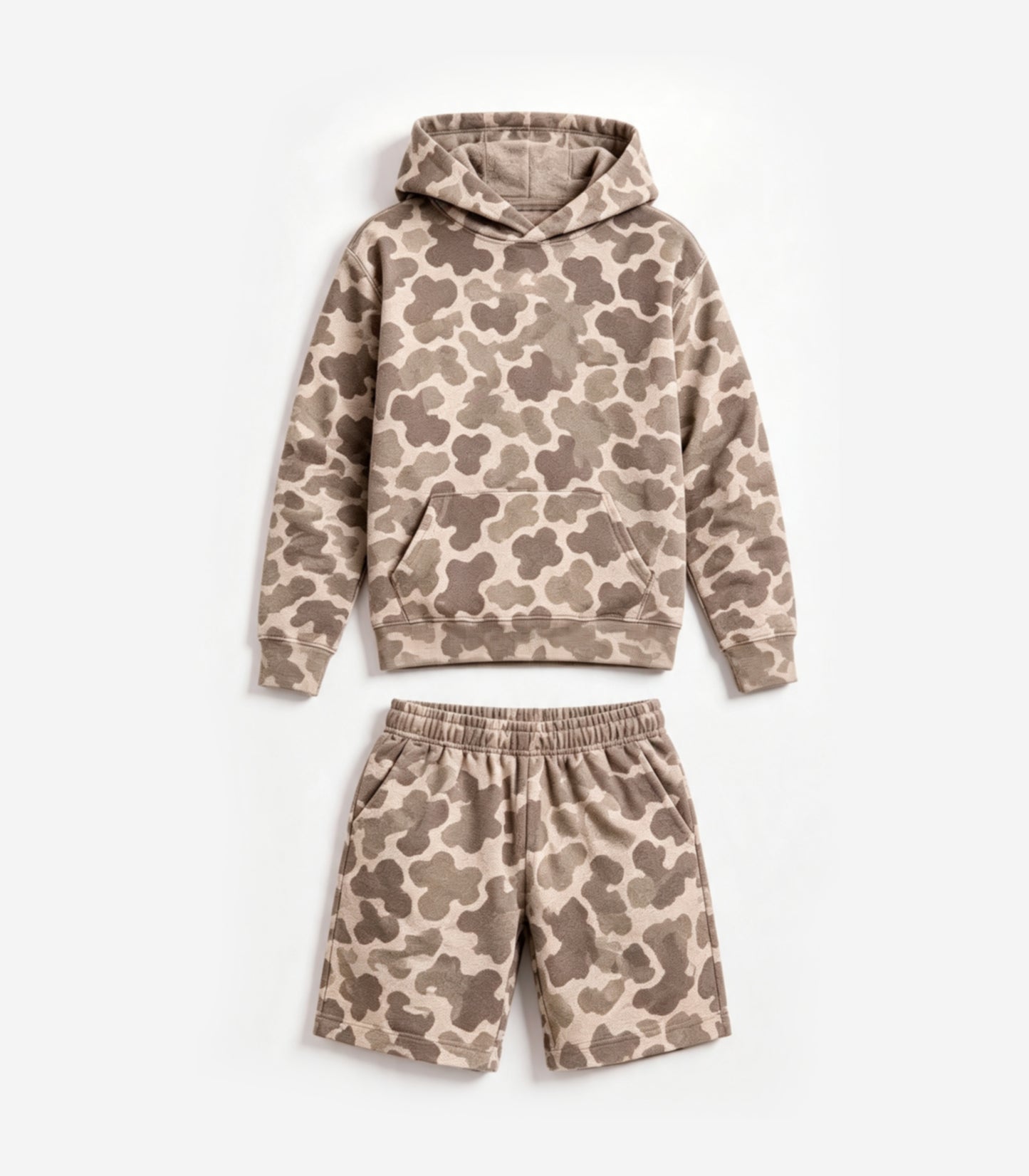 preorder BLS0050 Camo Pocket Hoodie Long Sleeve Shorts Boys Set