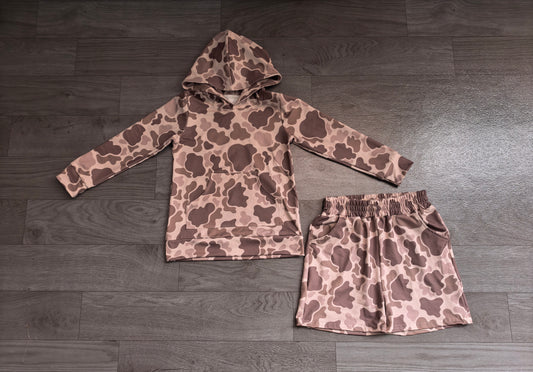 preorder Samples BLS0050 Camo Pocket Hoodie Long Sleeve Shorts Boys Set