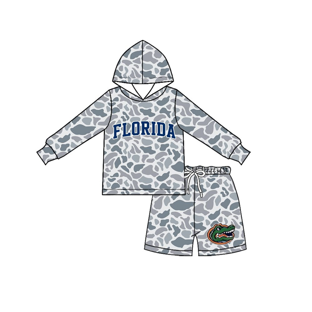 preorder BLS0060 Camo FLORIDA Hoodie Long Sleeve Shorts Boys Set