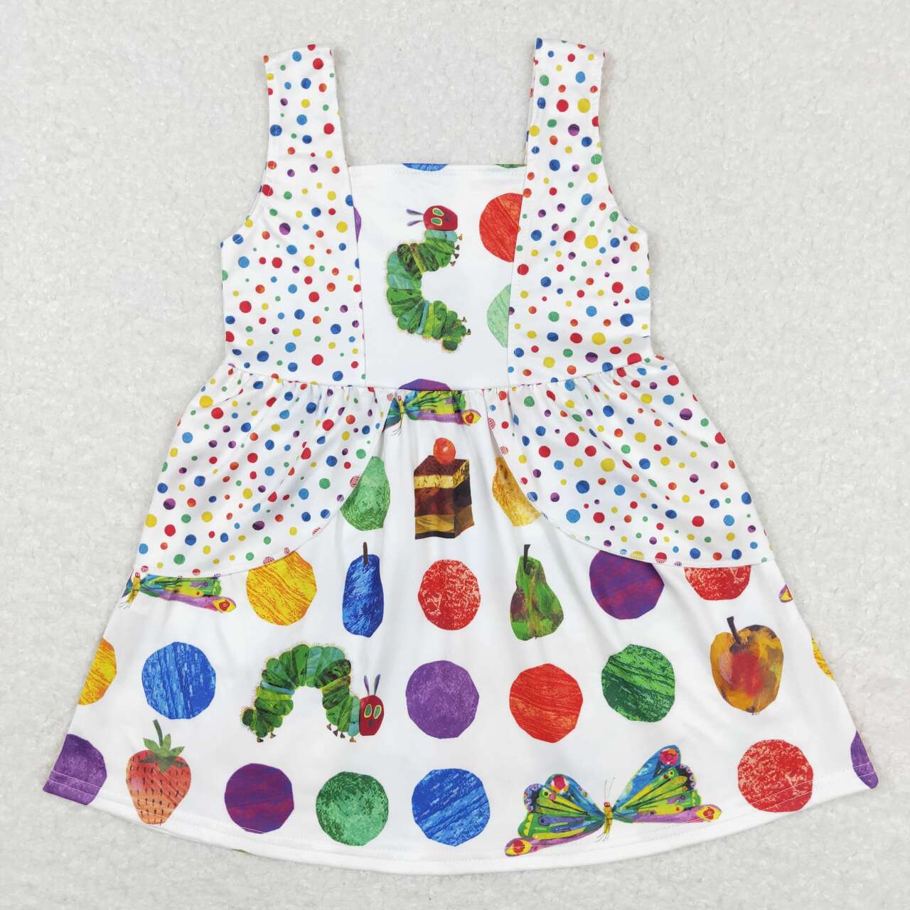 GSD0545 Cartoon dot green worm sleeveless girls dress