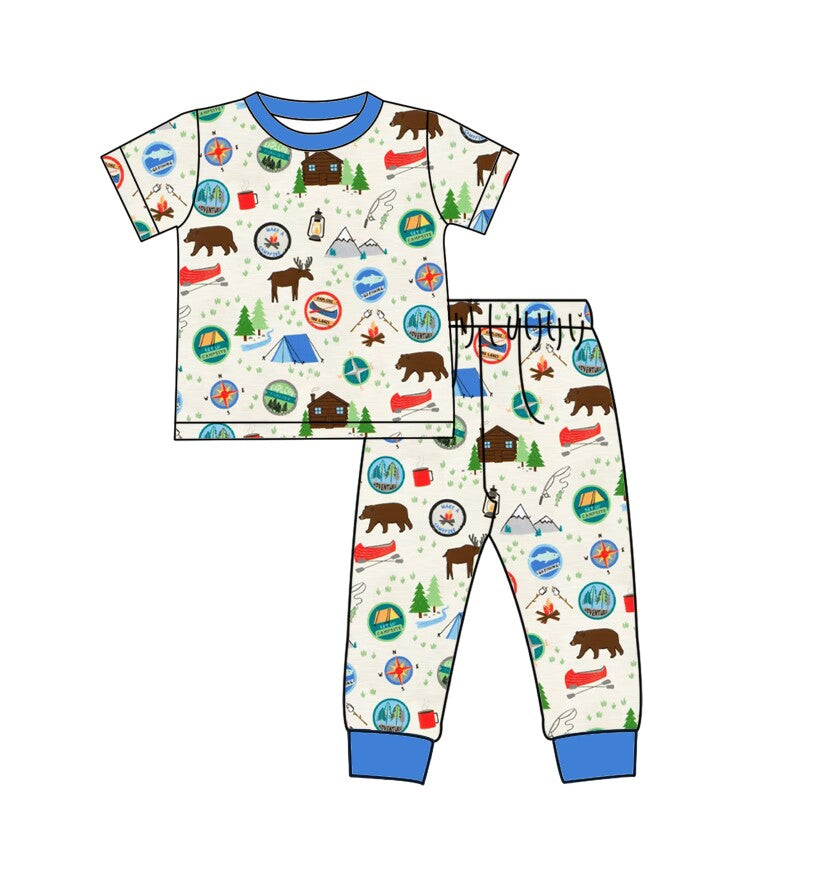 preorder BSPO0157 Adventure camping short sleeve pants boys set