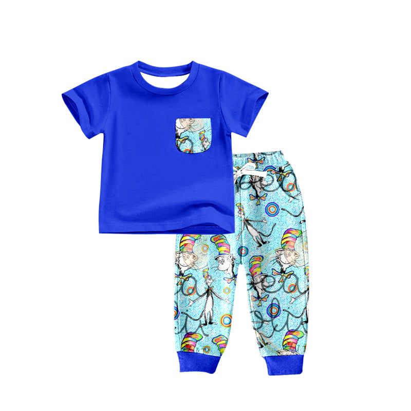 preorder BSPO0174 Dr blue pocket short sleeve pants boys set