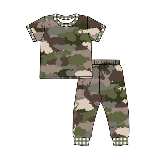 preorder BSPO0236 Camo green short sleeve pants boys pajamas