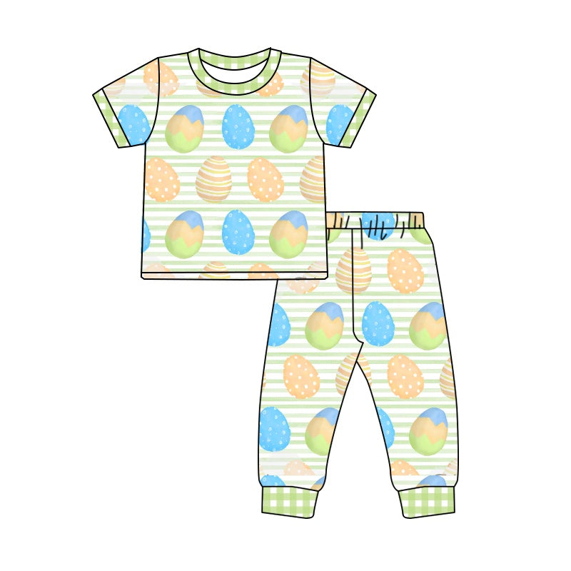 preorder BSPO0246 Easter egg colorful short sleeve pants boys set