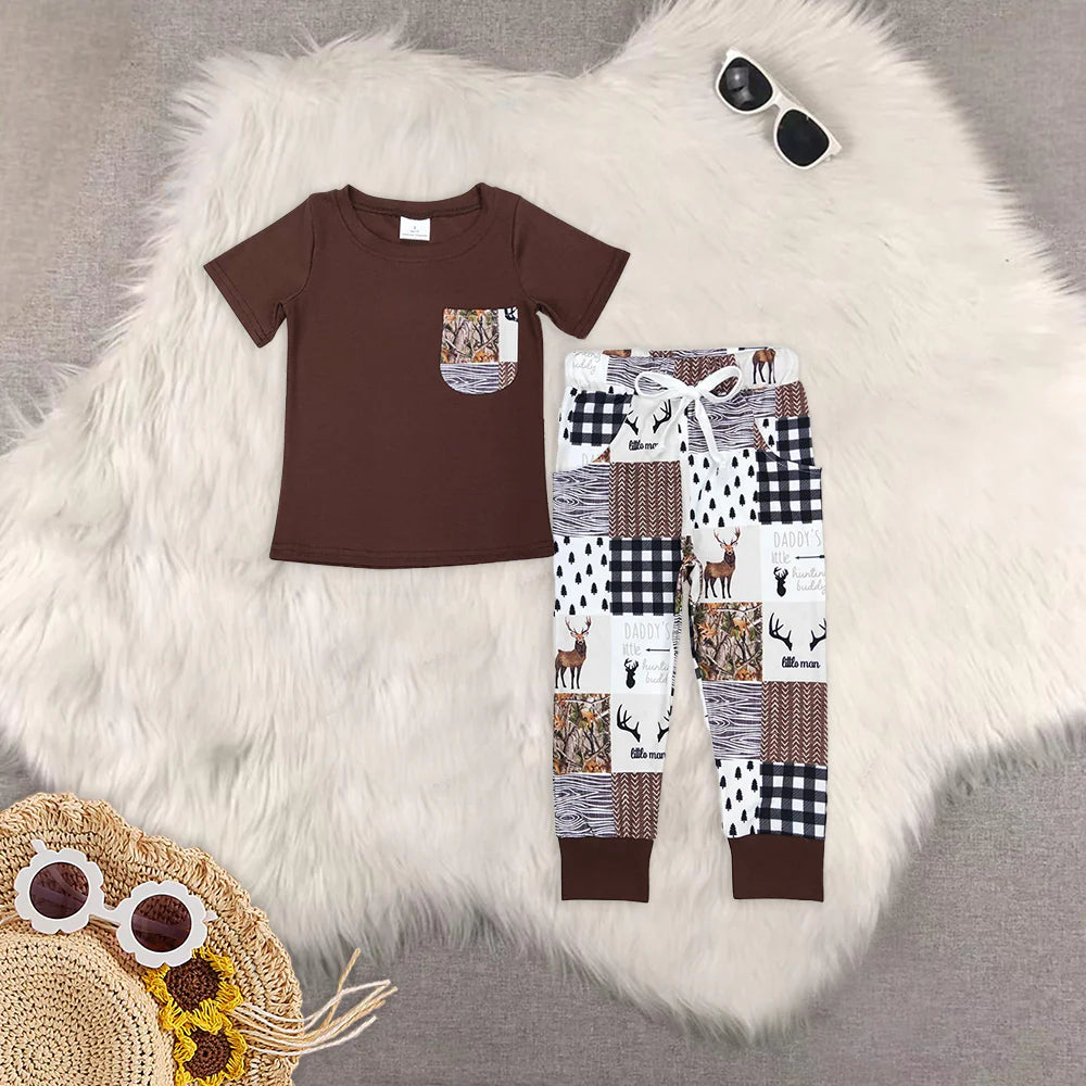 Western/fishing short sleeve pants boys set RTS sibling clothes