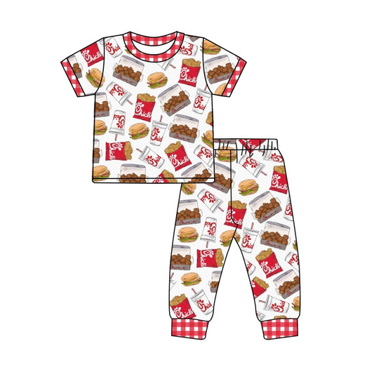preorder BSPO0262 Hamburger chips red short sleeve pants boys pajamas