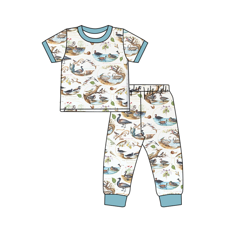 preorder BSPO0345 Hunting mallard blue short sleeve pants boys pajamas